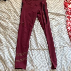 Burgundy with Mesh Side Virus Leggings
